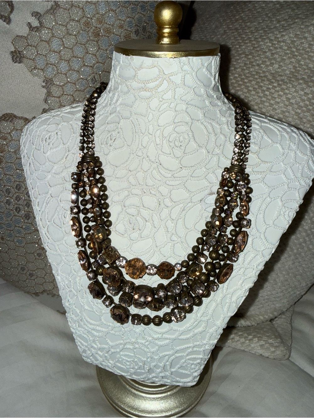 Sorrelli Multi-Strand Brown and Gold Beaded Necklace